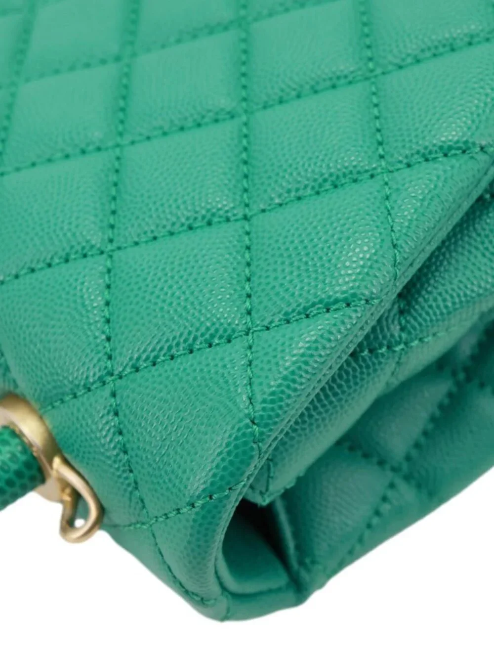Chanel  Coco Handle Flap Small Quilted Caviar Leather Crossbody Bag Green